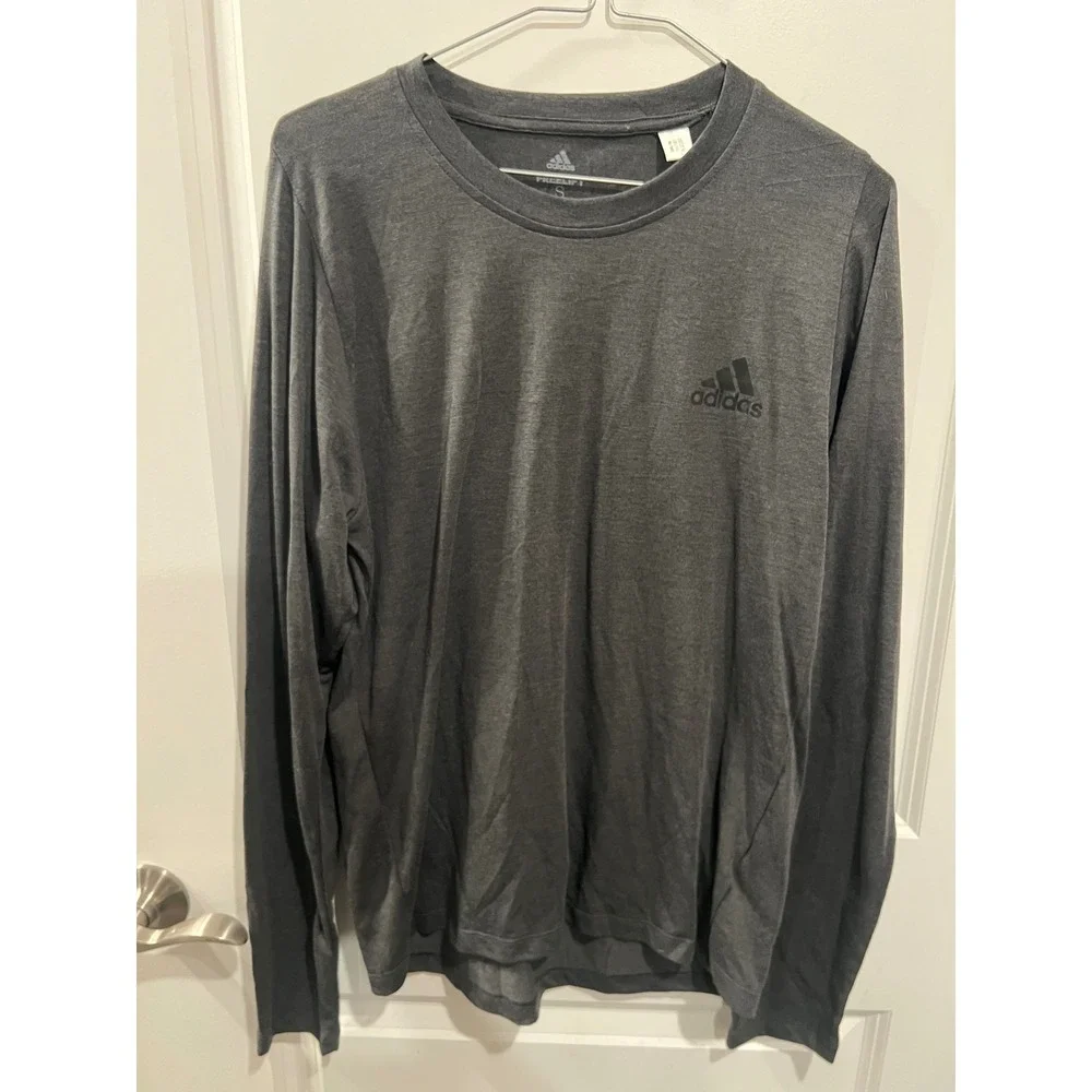 Adidas Mens Long Sleeve Shirt FreeLift Climalite Gray Size S